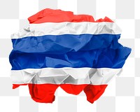 Thailand flag png crumpled paper sticker, transparent background