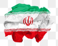 Iran flag png crumpled paper sticker, transparent background