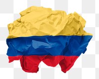 Colombia flag png sticker, crumpled paper, transparent background