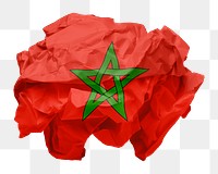 Morocco flag png sticker, crumpled paper, transparent background