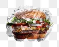 Hamburger png sticker, crumpled paper ball, isolated object, paper waste