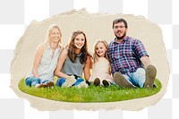 Happy family png sticker, ripped paper, transparent background