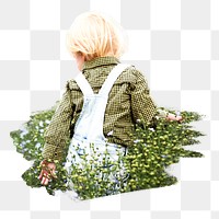 Little boy png Spring sticker, transparent background