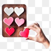 Heart cookies png sticker, Valentine's dessert image on transparent background