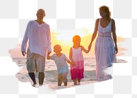 PNG A Caucasian family is enjoying summer vacation, collage element, transparent background