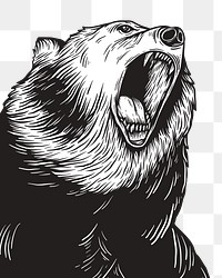 Bear roaring png sticker, animal transparent background