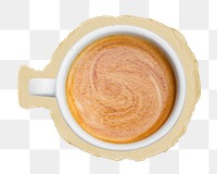 Hot latte coffee png ripped paper sticker, morning beverage, transparent background