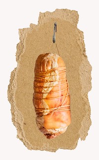 Charcuterie meat png sticker, ripped paper, transparent background