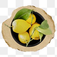 Lemon, fruit png sticker, ripped paper, transparent background