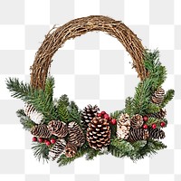 Christmas wreath png sticker, festive decor image, transparent background