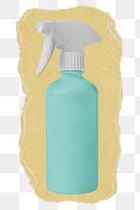 Green spray png bottle sticker, ripped paper, transparent background