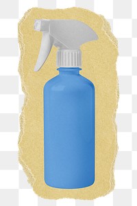 Blue spray png bottle sticker, ripped paper, transparent background