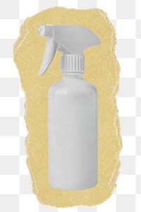 White spray png bottle sticker, ripped paper, transparent background