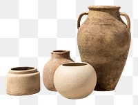 Clay pots png sticker, pottery transparent background