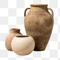 Clay pots png sticker, pottery transparent background