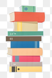 Stacked books png sticker, education, transparent background