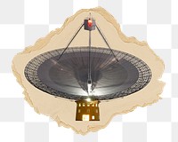 Deep space png antenna sticker, ripped paper, transparent background