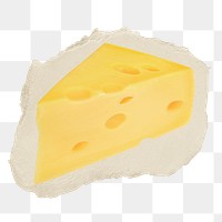 Swiss cheese png sticker, ripped paper on transparent background