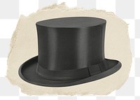 Top hat png sticker, ripped paper on transparent background