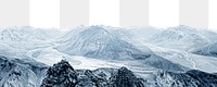 Snow mountain png border, winter aesthetic, transparent background