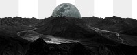 Dark space png border, full moon aesthetic, transparent background