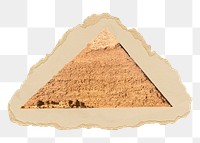 Egyptian pyramid png sticker, ripped paper, transparent background