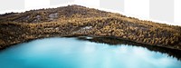 Beautiful lake png border, ripped paper, nature landscape, transparent background