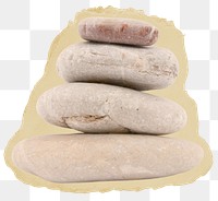 Zen stones png sticker, rock balancing torn paper, transparent background