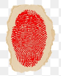 Red fingerprint png sticker, ripped paper, transparent background