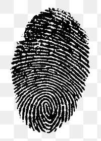 Black fingerprint png sticker, biometrics technology image, transparent background