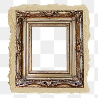 Picture frame png sticker, vintage object torn paper, transparent background