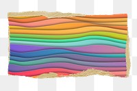 Rainbow paper png waves texture sticker, ripped paper, transparent background