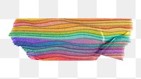 Rainbow paper png waves texture sticker, washi tape, transparent background