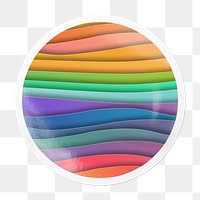 Rainbow paper png waves sticker, texture circle frame, transparent background