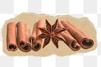 Star anise png sticker, ripped paper, transparent background