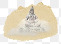 Lord Shiva png statue sticker, ripped paper, transparent background