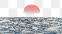 Ocean sunset png border, transparent background