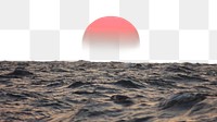 Ocean sunset png border, transparent background