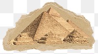 Egyptian pyramid png sticker, ripped paper, transparent background