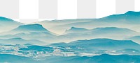 Abstract blue mountains png border, transparent background