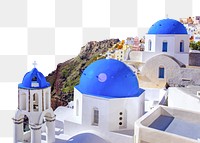 Santorini png border sticker, Greece travel transparent background