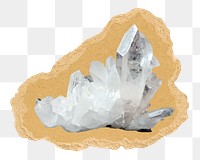 Crystal quartz png sticker, ripped paper, transparent background