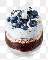 Blueberry smoothie png cup sticker, dessert image, transparent background