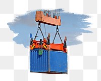 PNG cargo shipping container, collage element, transparent background