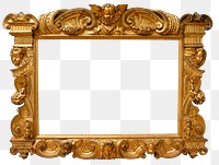 Gold photo png frame sticker, wall decor, transparent background