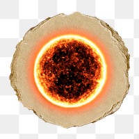 Planet Sun png sticker, ripped paper, transparent background