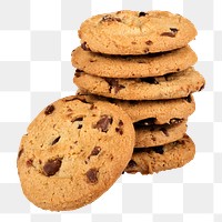 Chocolate chip png cookies sticker, dessert food cut out, transparent background