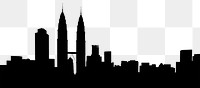 Skyline silhouette png border, Kuala Lumpur, black, transparent background