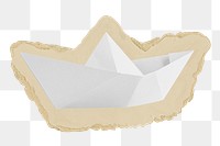 Paper boat png sticker, ripped paper, transparent background