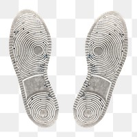 Sneaker footprints png sticker, shoe sole cut out, transparent background